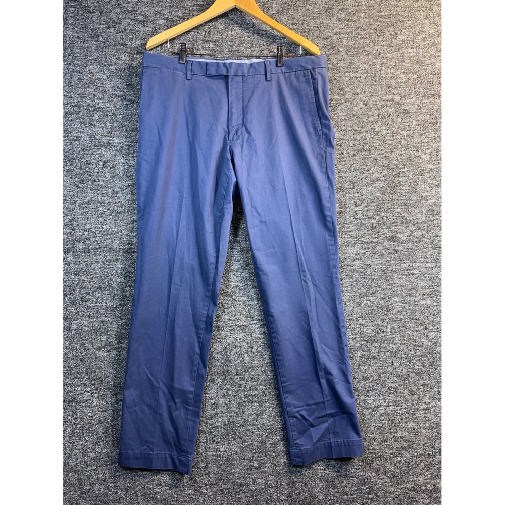 Polo Ralph Lauren Mens 36x32 Blue Stretch Slim Fit Chino Flat Front Pant